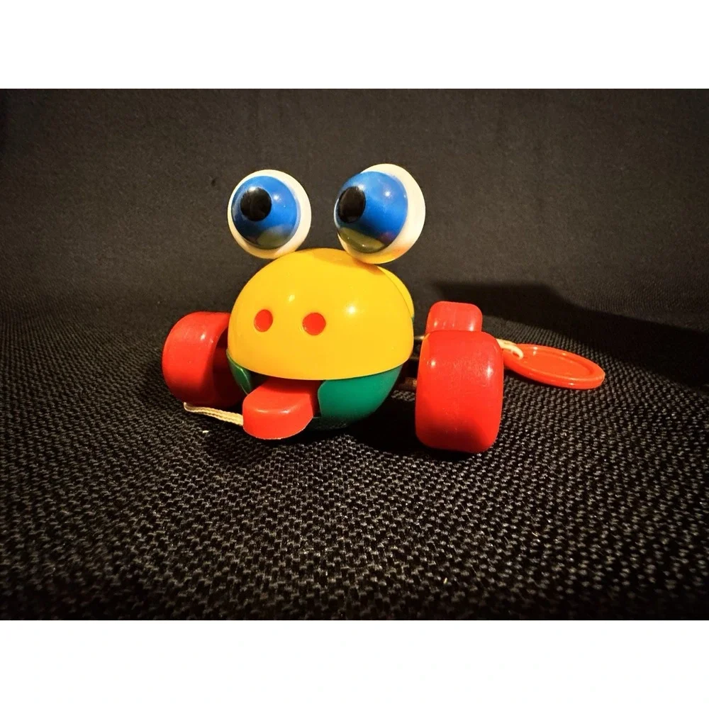 Vintage Safe-N-Fun Licking Frog Pull Toy w/ Original Box Plastic Rare